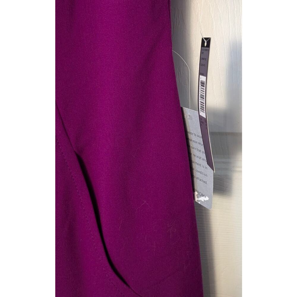 Tahari 16 Dress Purple Mulberry Half Sleeve Career Shift Knit Stretch Pockets XL - Picture 4 of 4
